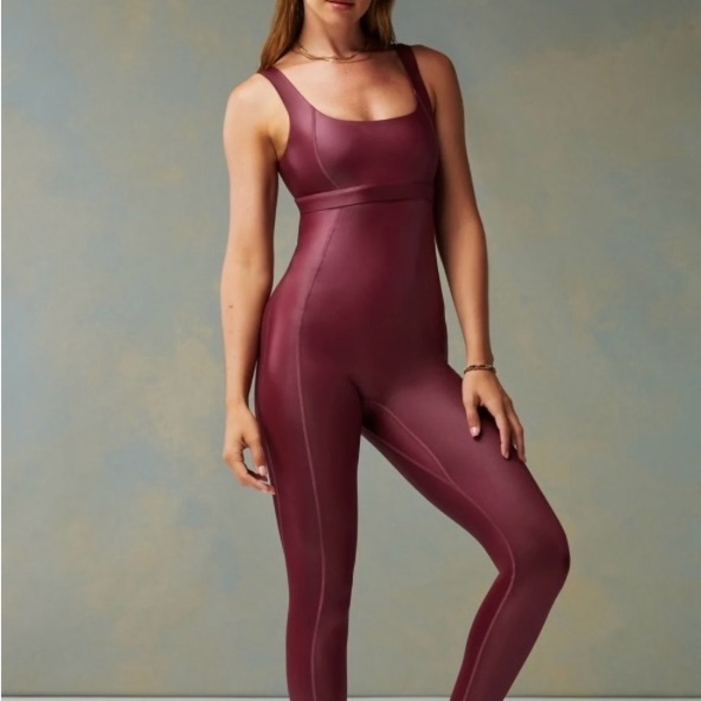 Fabletics burgundy Athletic Jumpsuit Seamless Design